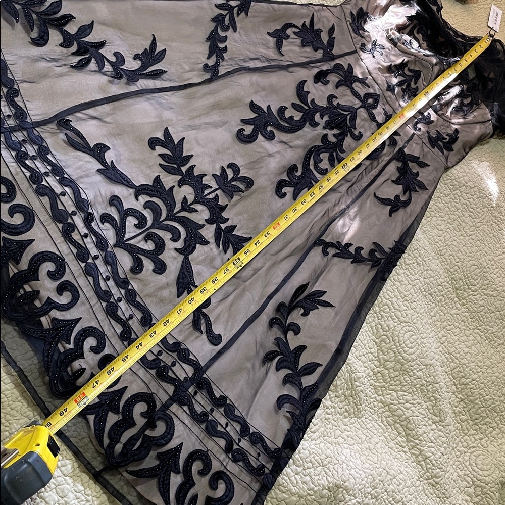 sheer beaded dark floral lace corset midi dress - Picture 9 of 10